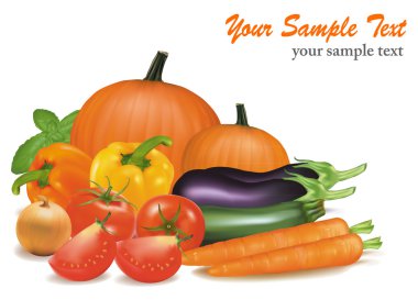 The big colorful group of vegetables. Photo-realistic vector. clipart