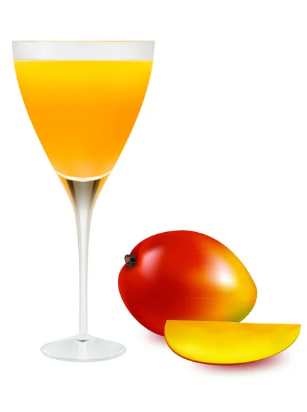 Свежий сок манго на стекле. Векторная иллюстрация — стоковый вектор