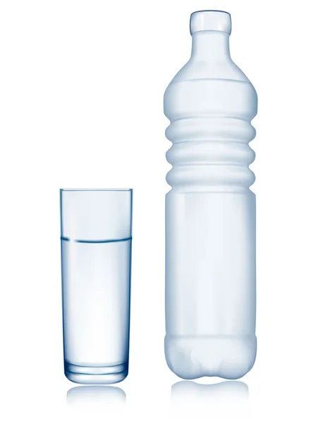 Water fles en glas. vectorillustratie. — Stockvector