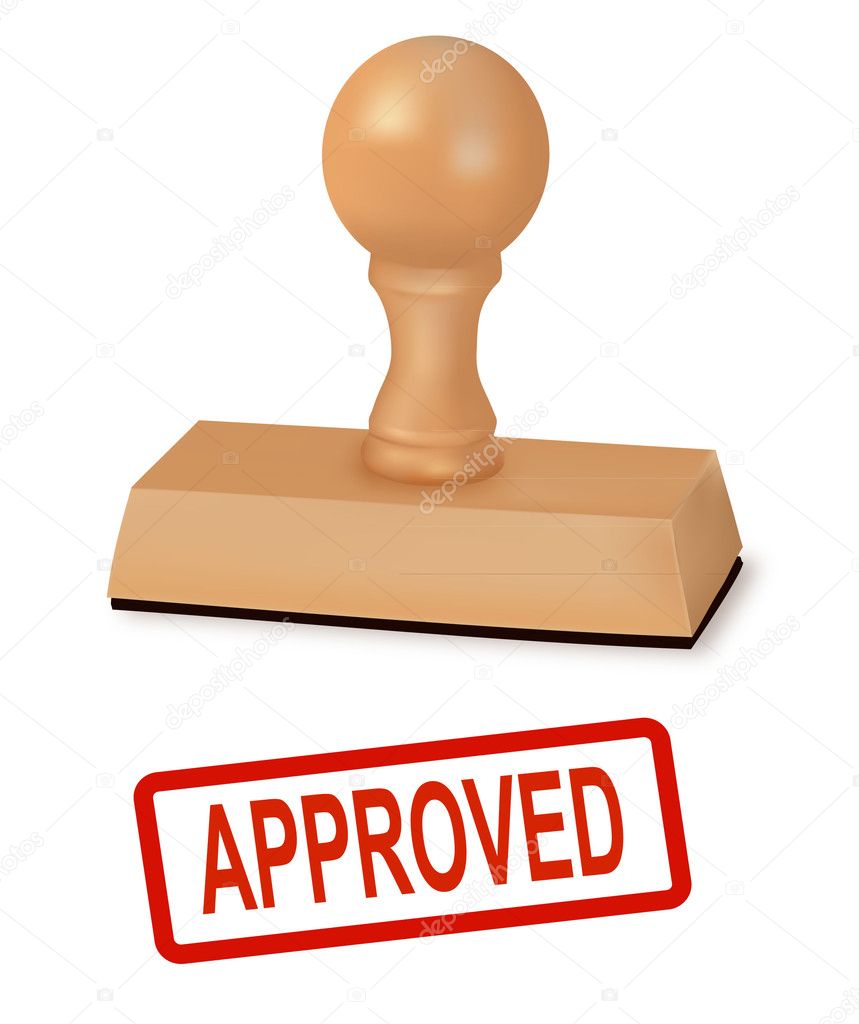 Rubber stamp with the word approved