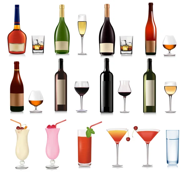 Uppsättning av olika drycker och cocktails. vektor illustration. — Stock vektor