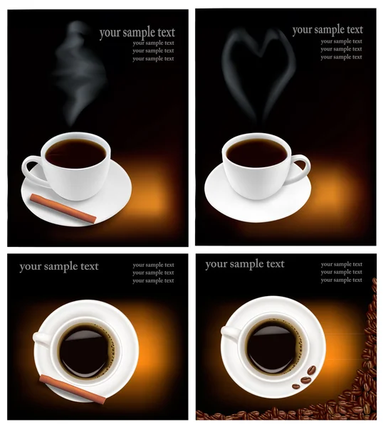 Чотири дизайнерські кавові фони. Векторні . — стоковий вектор