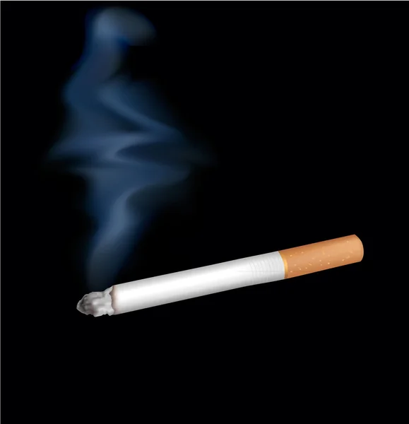 Zigarette rauchend. isoliert auf schwarz. Nahaufnahme. — Stockvektor