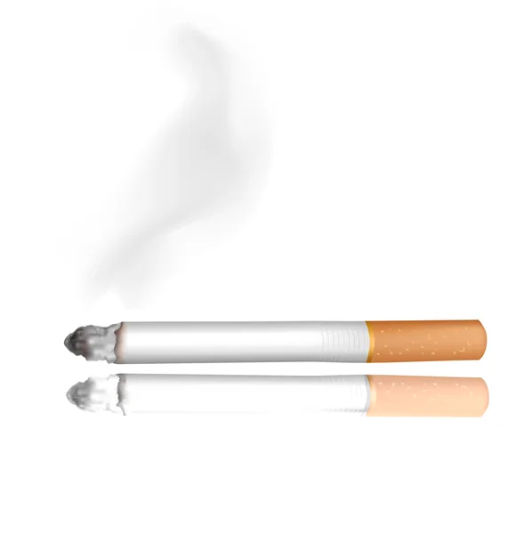 Fumar cigarrillos. Aislado en negro. Primer plano. . — Archivo Imágenes Vectoriales