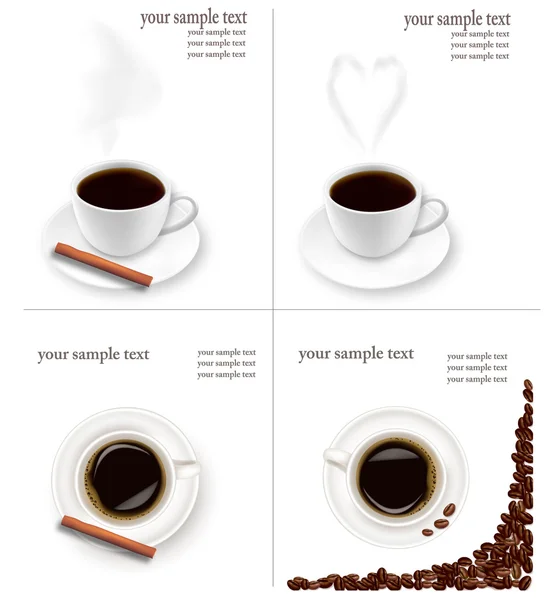 Four design backgrounds with coffee. Vector. — Stock Vector
