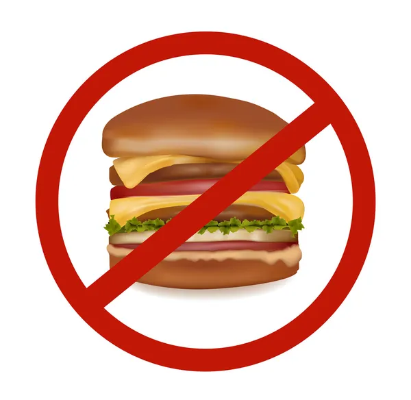 Ilustración vectorial fotorealista. Etiqueta de peligro de comida rápida (coloreado ). — Archivo Imágenes Vectoriales