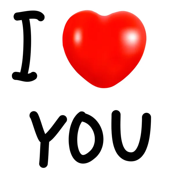 Miluji tě koncept s červeným srdcem. vektor. — Stockový vektor