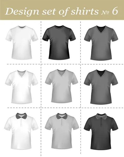 Zwarte en witte t-shirts. foto-realistische vectorillustratie. — Stockvector