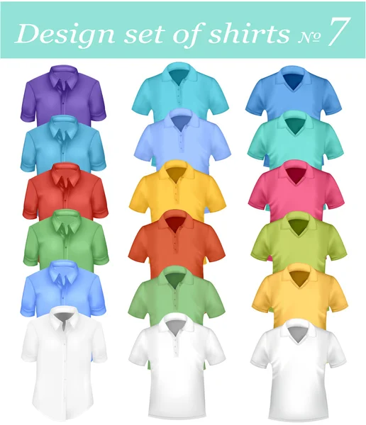 Color and white t-shirts. Photo-realistic vector illustration. — Stock Vector