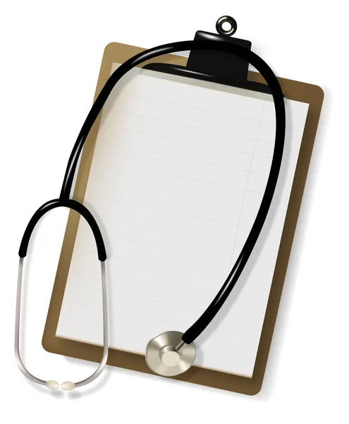 Stethoscope and blank clipboard. Vector. — Stock Vector