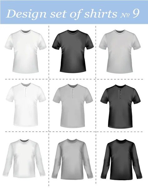 Camisetas blancas y negras. Ilustración vectorial fotorealista . — Archivo Imágenes Vectoriales