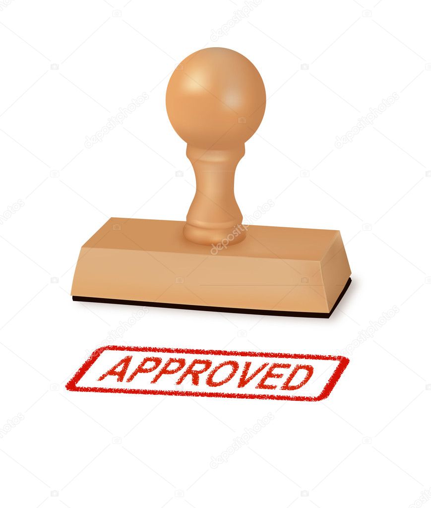 Rubber stamp with the word approved