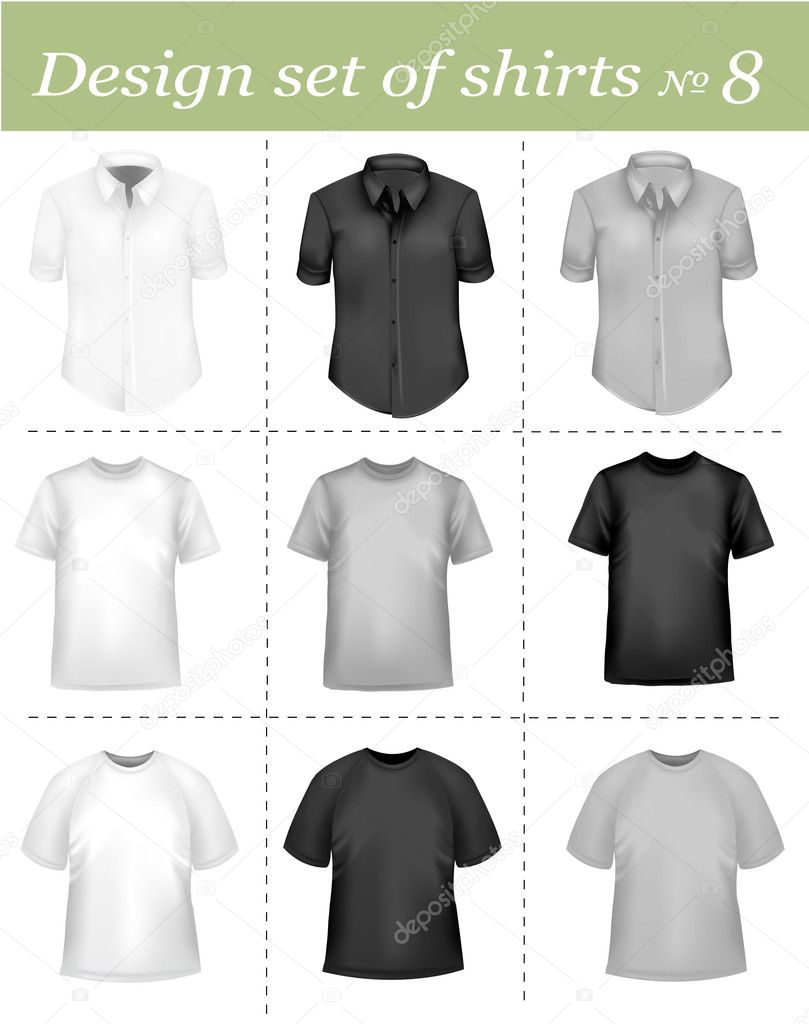 Black and white t-shirts. Photo-realistic vector illustration.