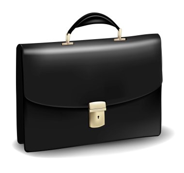 Business black briefcase. Photo-realistic vector. clipart