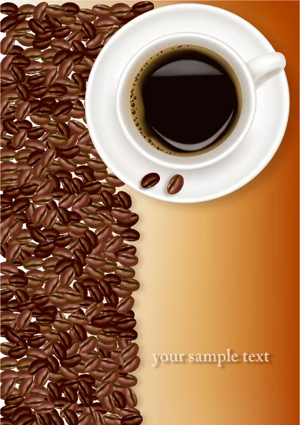 设计与杯咖啡和咖啡谷物。矢量. — 图库矢量图片