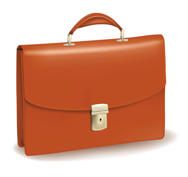 Business brown briefcase. Photo-realistic vector.