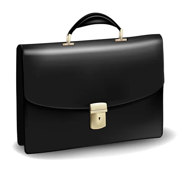 Business black briefcase. Photo-realistic vector. — Stock Vector