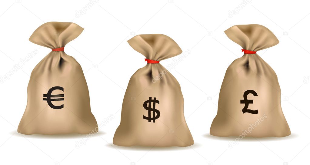 ontploffing Revolutionair Kaliber Money bags with dollars, euro and pound. Vector. Stock Vector by ©almoond  5777035