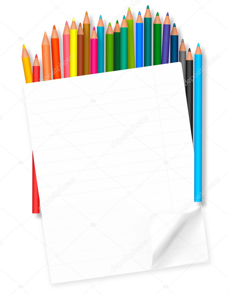 Back to school. background with colored pencils. Vector