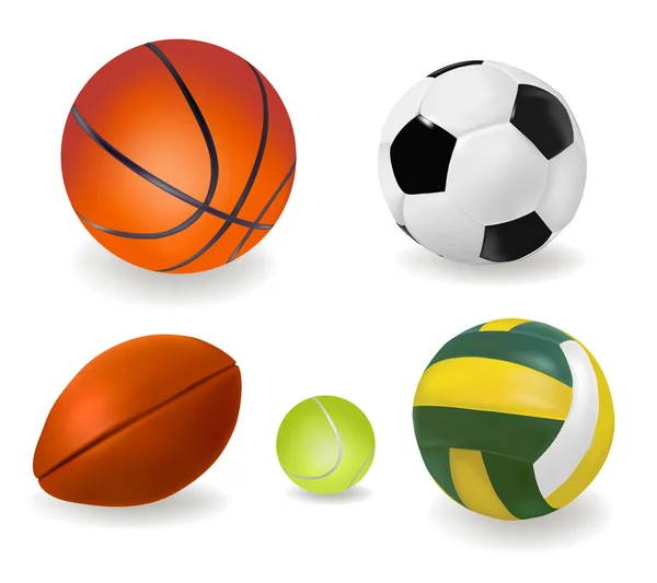 Conjunto de pelotas deportivas. Vector — Vector de stock
