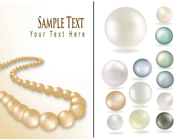 Perlas aisladas sobre fondo blanco — Vector de stock