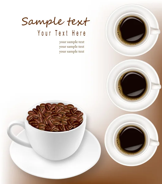Design Hintergrund mit Kaffee und Bohnen. Vektor. — Stockvektor