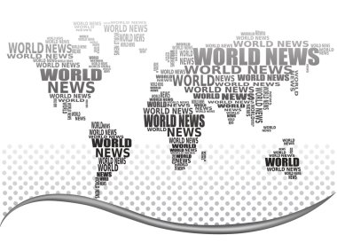 Dünya Haberleri kavramı. soyut Dünya Haritası, dünya haber kelimeler arasında yapılmış. vektör.