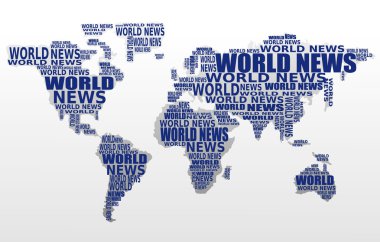 Dünya Haberleri kavramı. soyut Dünya Haritası, dünya haber kelimeler arasında yapılmış. vektör.