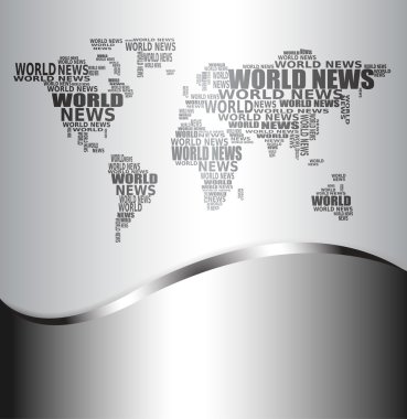 World news concept. Abstract world map made from World news words. Vector. clipart