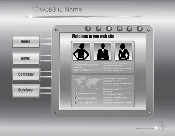 Obchodní webové stránky šablona v kovové provedení. vektorové ilustrace — Stockový vektor