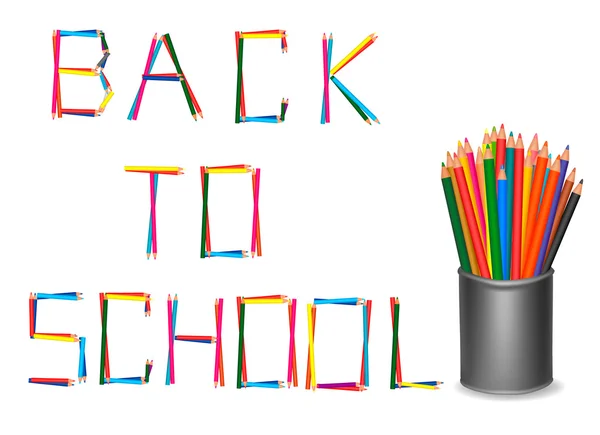 Torniamo a scuola. Sfondo con matite colorate. Vettore . — Vettoriale Stock