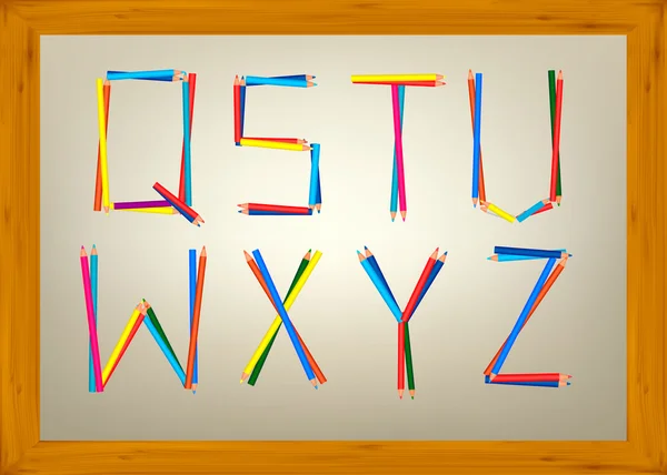 Дизайн алфавита из букв карандашей. Векторная иллюстрация . — стоковый вектор