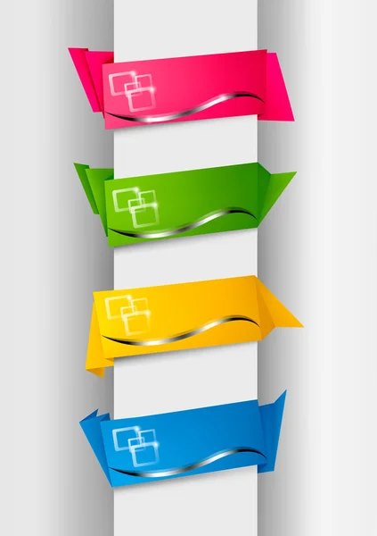 Satz von bunten Origami-Papierbannern. Vektorillustration. — Stockvektor