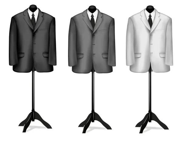 Czarno-białe garnitury na manekiny. Ilustracja wektorowa. — Wektor stockowy