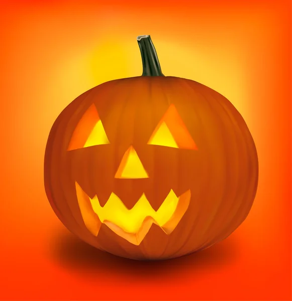 Halloween bakgrund med skrämmande pumpor, fladdermöss, katt ögon och ett ljus. Vect — Stock vektor