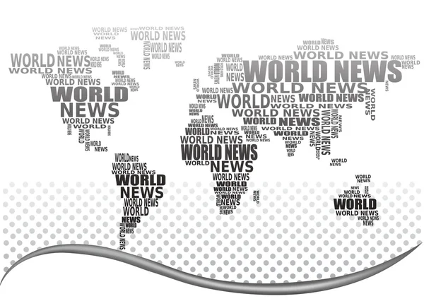 Il concetto di notizie mondiali. Mappa del mondo astratta fatta con le parole delle notizie del mondo. Vettore . — Vettoriale Stock