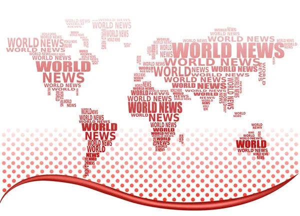 Концепция мировых новостей. Абстрактная карта мира, составленная из слов World News. Вектор . — стоковый вектор