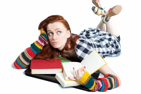 stock image Young woman with books