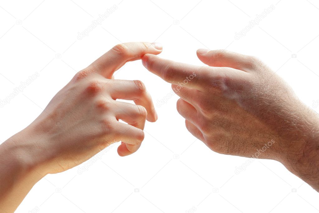 Hands of woman and man