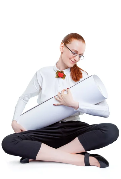 Woman with papers — Stock Photo, Image
