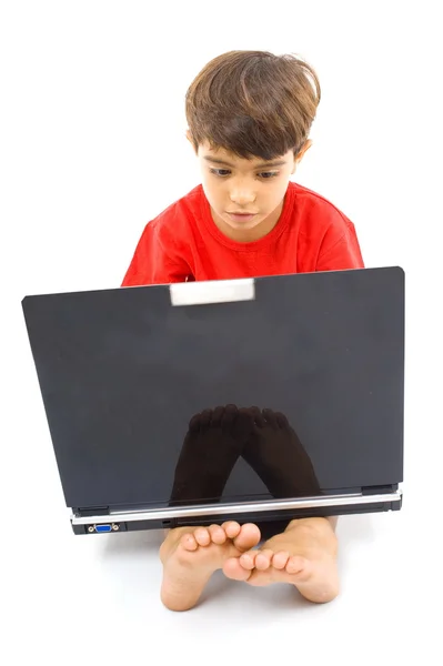 노트북을 가진 아이 — 스톡 사진