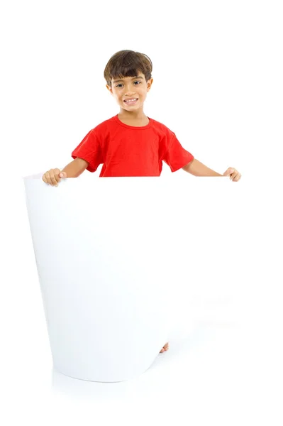 Boy Holding Billboard — Stock Photo, Image