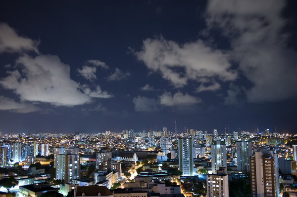 Aerial Night view of Salvador - Bahia - Brazil .