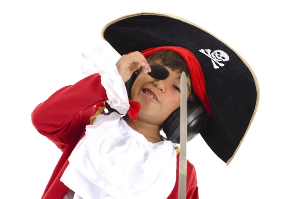 Pirata escuchar música Imagen de archivo
