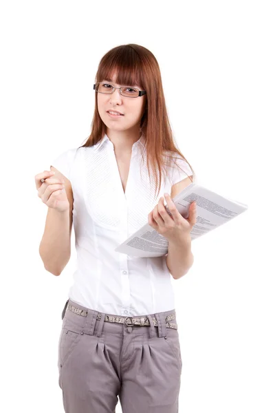 Beautiful girl with documents — Stock Photo, Image