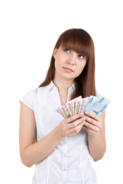 Young woman with money — Stock Photo, Image