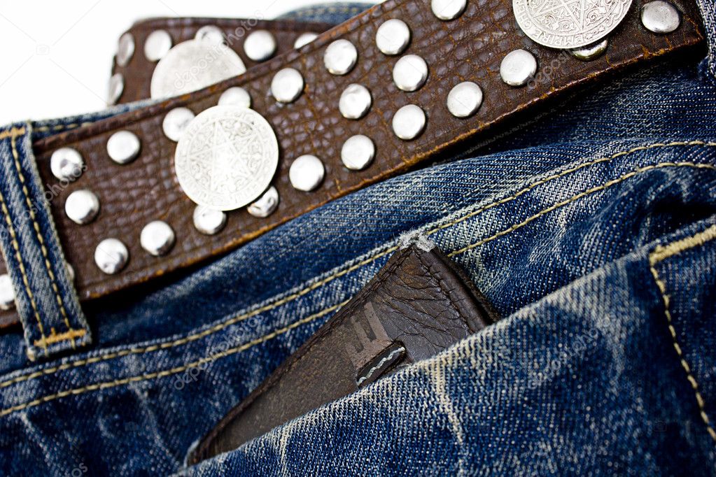 Blue jeans with a wallet protruding