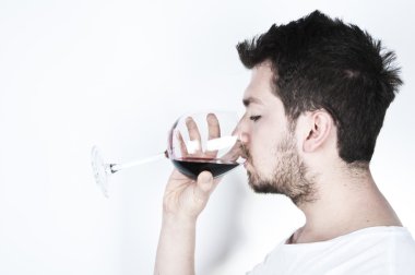 Young Man Posing with Wine clipart