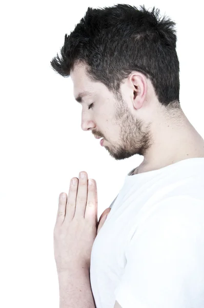 若い男を祈る — ストック写真