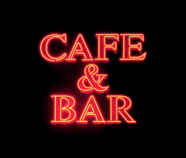 Café y bar letrero de neón —  Fotos de Stock